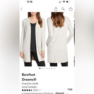 Barefoot Dreams CozyChic Lite Long Cardigan in Bisque Sz Sm NWOT